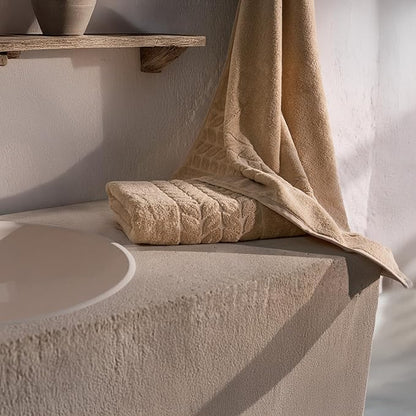 BAGNO MILANO Organic Turkish Cotton Bath Towels, Luxury Jacquard Collection, Certified Organic Highly Absorbent, Soft-Plush Towel Set (Latte, Bathsheet)