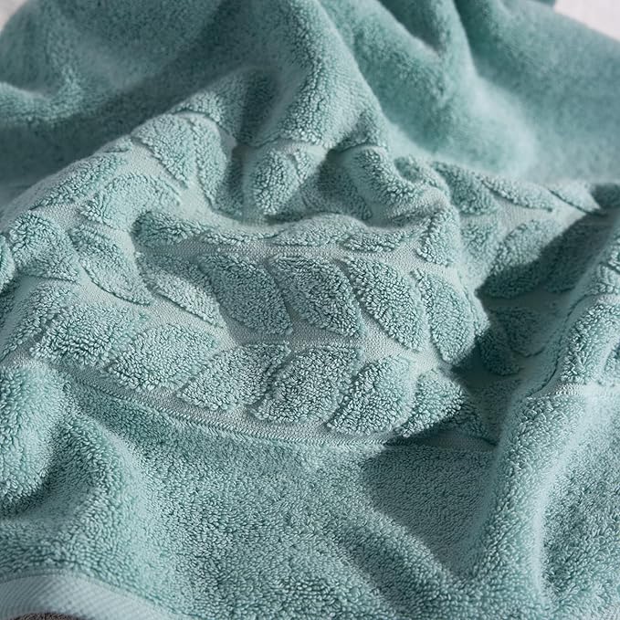 BAGNO MILANO Organic Turkish Cotton Bath Towels, Luxury Jacquard Collection, Certified Organic Highly Absorbent, Soft-Plush Towel Set (Mint, 2 Pcs Bath Towel Set)