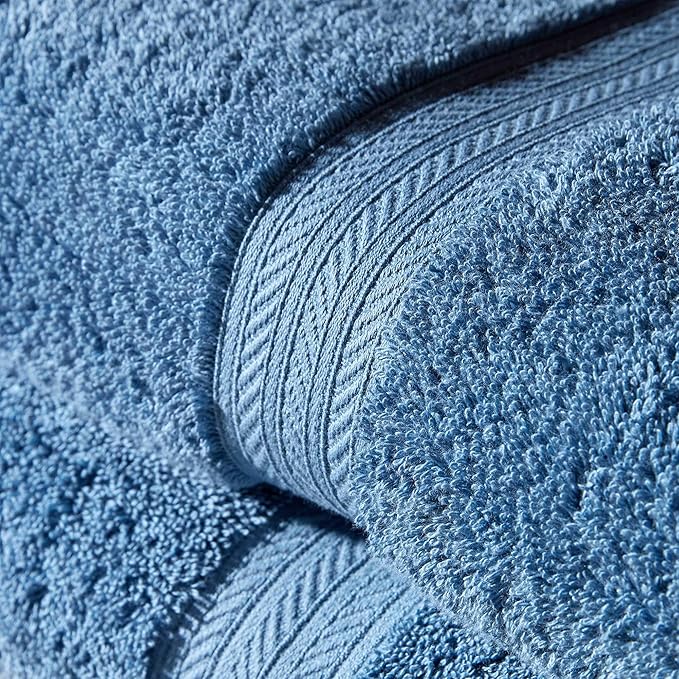 Christy Renaissance 6 Piece Blue Towel Set | 100% Egyptian Cotton | Luxury Bathroom Towels | Soft and Super Absorbent | 675 GSM | 2 Bath Sheet 2 Hand 2 Face | Denim