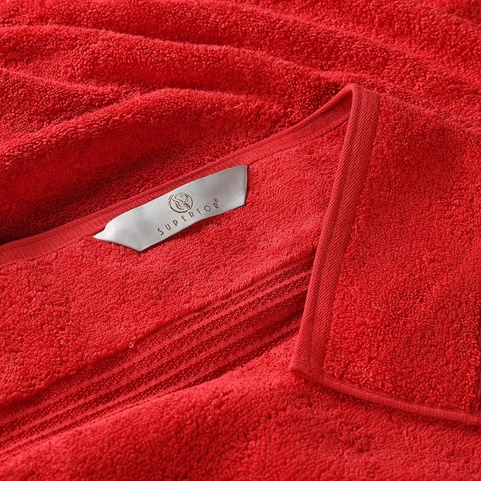 Superior Egyptian Cotton Bath Towel Set, Home Bathroom Towels, Master, Guest Bath, Decor Essentials, Quick Dry, Absorbent, Large Body Towels, Spa, Hotel, Resort, Adult, Kids, Set of 2, Red