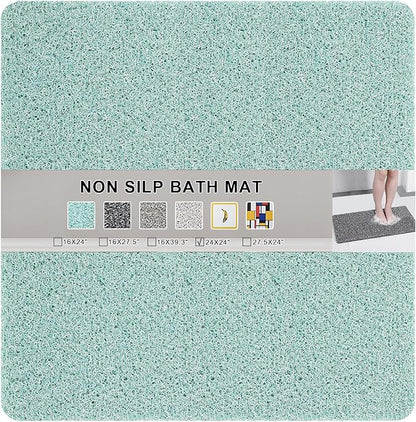 Nonslip Bathtub Mat, Anti Slip Bath Mat 0.6" Extra Thick, Quick Dry Bath Tub Anti Slip Shower Mat, Loofah Non-Slip Bath Mat for Tub Bathroom Pool Kitchen Entryway Home Hotel(Blue 24x24)
