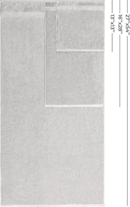 American Veteran Towel, 100% Cotton Turkish 6 Piece Towel Set, Luxury Towels Set of 6 for Bathroom Essentials, 2 Bath Towels 2 Hand Towels 2 Washcloths, Silver Grey