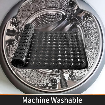 Yimobra Square Shower Mat Non Slip, Super Strong Suction Cups, 21"x21" Bath Tub Mat with Drain Holes, Machine Washable Fast Draining Bath Mats, Bathroom Essentials,Black