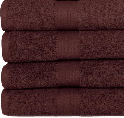 Ample Decor Bathroom Towel Set of 18-4 Hand Towel, 4 Bath Towel, 10 Wash Cloths - Oeko Tex Certified 600 GSM 100% Cotton - High Absorbency Quick Drying, Ideal for Gifting - Brown