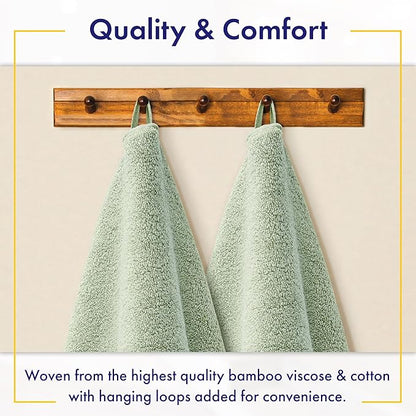 Ultra Soft & Plush Viscose from Bamboo Bath Sheets - 700 GSM Pack of 2 - Extra Large 70x35 in - Super Absorbent & Quick Drying (Eucalyptus Green)