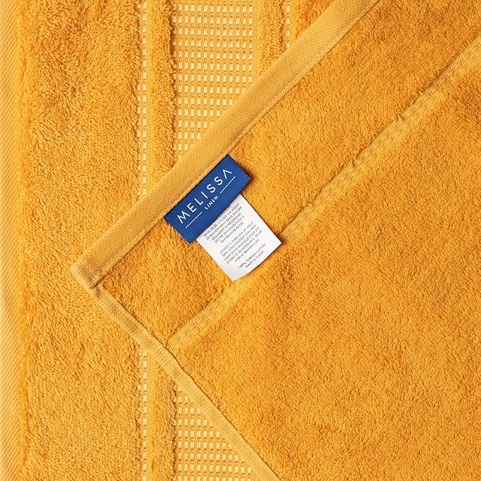 Melissa Linen, 4-Piece Washcloth, 100% Cotton Towels for Bathroom, 12 in x 12 in, Absorbent, Quick Dry, Durable and Soft, Baby Wash Cloths, Wash Rags for Kitchen, Honey Yellow