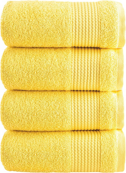 HALLEY Turkish Cotton Towels (Pack of 4) Hand Towels Super Soft Highly Absorbent 100% Cotton Towels for Bathroom and Kitchen for Mother’s Day (Lemon Yellow)