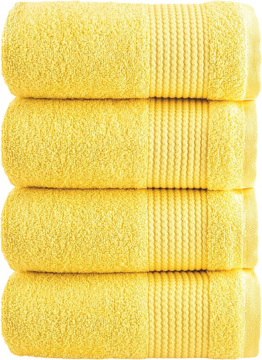 HALLEY Turkish Cotton Towels (Pack of 4) Hand Towels Super Soft Highly Absorbent 100% Cotton Towels for Bathroom and Kitchen for Mother’s Day (Lemon Yellow)