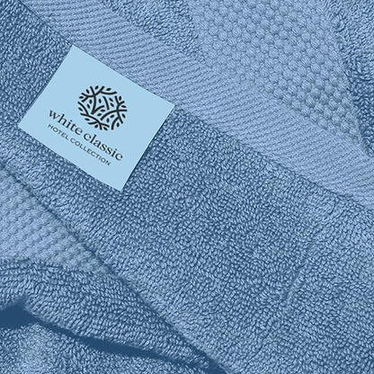 White Classic Luxury Light Blue Hand Towels - Soft 100% Turkish Cotton | Highly Absorbent Hotel spa Bathroom Towel Collection | 16x30 Inch | Set of 6