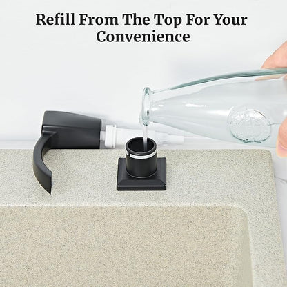 Ultimate Unicorn Kitchen Sink Soap Dispenser, Built in Soap Dispenser for Kitchen Sink, Under Sink Soap Dispenser Matte Black, ABS Plastic, with 13 Ounce Soap Bottle, U-SD001B