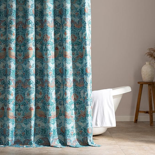 SLEEP ZONE Blue Garden Shower Curtain Waterproof Curtains for Bathroom Decor Bathtub Farmhouse Shower Curtain 72" × 72"