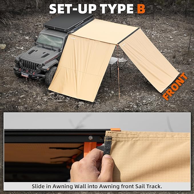ALL-TOP Awning Wall Universal Multi-Side, 8.2ft x 8.5ft, Waterproof Ripstop UV-Resistant Awning Extension for Extra Privacy & Shade