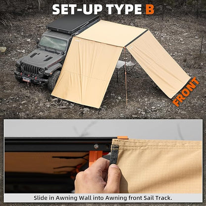 ALL-TOP Awning Wall Universal Multi-Side, 8.2ft x 8.5ft, Waterproof Ripstop UV-Resistant Awning Extension for Extra Privacy & Shade