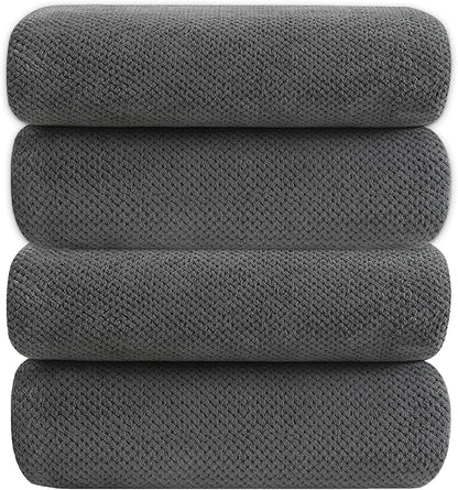 YTYC Towels,29x59 Inches Extra Large Bath Towels for Bathroom Super Soft Quick Dry Light Weight Waffle Microfiber Shower Towels 80% Polyester 20% Nylon (Charcoal,4 Piece)