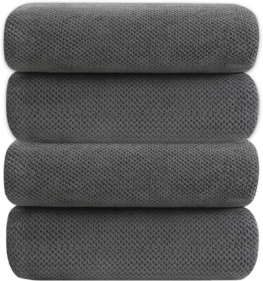 YTYC Towels,29x59 Inches Extra Large Bath Towels for Bathroom Super Soft Quick Dry Light Weight Waffle Microfiber Shower Towels 80% Polyester 20% Nylon (Charcoal,4 Piece)