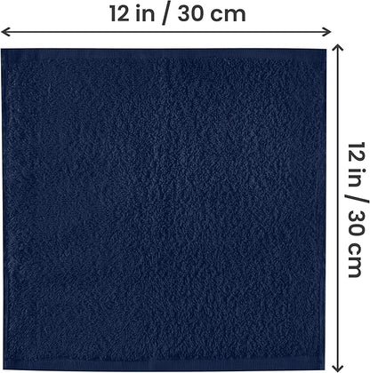 Utopia Towels 24 Pack Cotton Washcloths Set - 100% Ring Spun Cotton, Premium Quality Flannel Face Cloths, Highly Absorbent and Soft Feel Fingertip Towels (Navy)