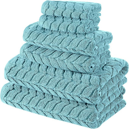 Turkish Cotton Ultra-Soft Plush Absorbent Quick Dry Bathroom Towel Set, Made in Turkey (Mint Green, 6 pcs Towel Set)