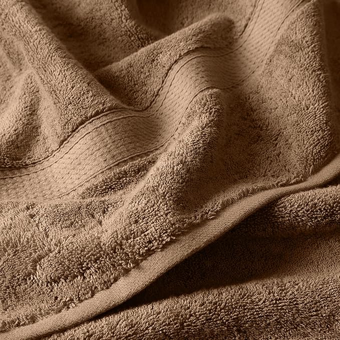 Superior Egyptian Cotton Pile 6 Piece Towel Set, Includes 2 Bath, 2 Hand, 2 Face Towels/Washcloths, Ultra Soft Luxury Towels, Thick Plush Essentials, Guest Bath, Spa, Hotel Bathroom, Latte