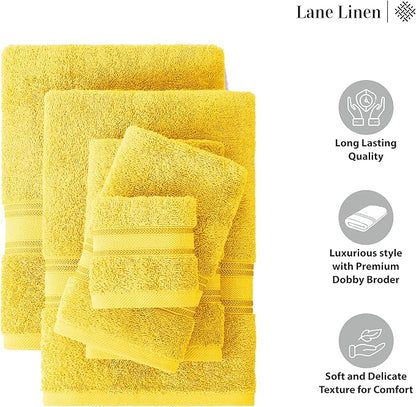 LANE LINEN 12 Pack Towels for Bathroom – 100% Mercerized Cotton, 4 Bath, 4 Hand & 4 Wash Cloth, Zero Twist Soft Towels, Oeko Tex Certified Hotel Quality Towel, Easy to Wash – Mimosa