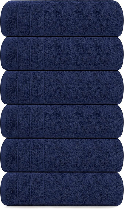 Tens Towels Pack of 6 Hand Towels, 100% Cotton, Lighter Weight, Quick to Dry, 16 x 28 Inches, Super Soft & Absorbent, Perfect for Bathroom & Kitchen, Navy