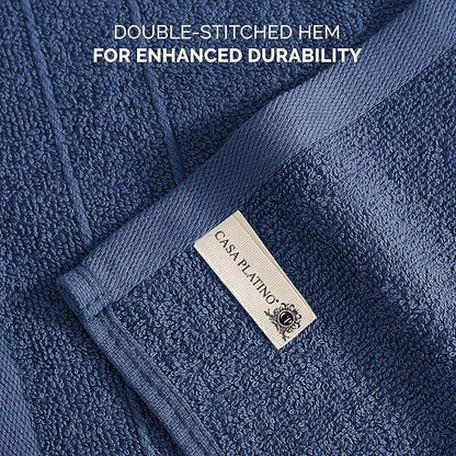 Casa Platino Washcloths Pack of 6 - Spa & Salon Quality - 100% Ring Spun Cotton Face Cloths - Soft & Ultra Absorbent Wash Cloth Set for Body, Beauty, Home, Gym - Fingertip Towels - 13"x13", Navy Blue