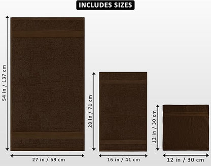 Utopia Towels 8 Piece Premium Towel Set, 2 Bath, 2 Hand, and 4 Washcloths, 100% Ring Spun Cotton, Highly Absorbent Towels for Bathroom, Sports, and Hotel, Dark Brown