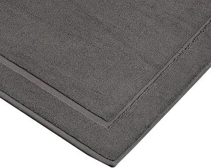 Hawmam Linen Cool Grey Bath Mats, 21 x 34 inches, Pack of 2-100% Ring Spun Cotton,[Not a Bathroom Rug] Banded Design, Highly Absorbent, Machine Washable for Bathroom Floor Towel