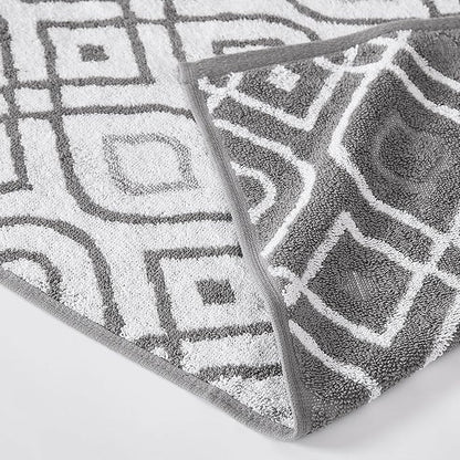 Modern Threads Oxford 6-Piece 100% Cotton Towel Set – Yarn Dyed Jacquard & Solid – Includes 2 Bath Towels, 2 Hand Towels, 2 Washcloths – Absorbent, Quick Dry, Soft & Durable – Gray