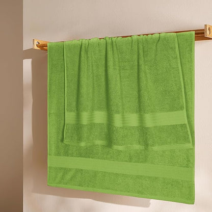 GLAMBURG Premium Cotton 4 Pack Bath Towel Set - 100% Pure Cotton - 4 Bath Towels 27x54 - Ideal for Everyday use - Ultra Soft & Highly Absorbent - Kiwi Green
