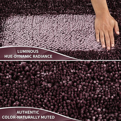 Yimobra Long Bathroom Rugs Runner 55x24 Inch, Extra Thick Soft Absorbent Chenille Bath Mat, Non Slip Machine Washable, Quick Dry Bath Rugs for Bathroom Floor, Tub and Shower, Purple Grey