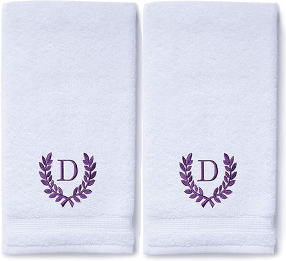 Decorative and Monogrammed Hand Towels for Bathroom Kitchen Makeup | Personalized Gift for Wedding-Bridal | Roman Font Custom Luxury Turkish Towel | Spa Collection, Oversized, 16 X 30 Inch, Set of 2