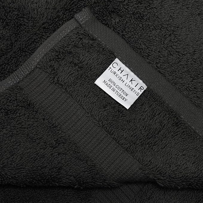 Chakir Turkish Linens 100% Cotton Premium Turkish Towels for Bathroom | 27'' x 54'' (4-Piece Bath Towels - Black)