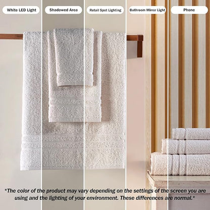 Cream Washcloth Linen Set Premium Original Turkish Cotton, Hotel Quality for Maximum Softness & Absorbency Ivory Wash Clothes for Face, Hand, Kitchen & Cleaning (Sea Salt)