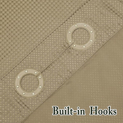 Gibelle No Hook Waffle Weave Shower Curtain with Snap-in Fabric Liner Set for Bathroom, Hotel Style with Mesh Top Window, Waterproof & Washable, Beige, 72x74