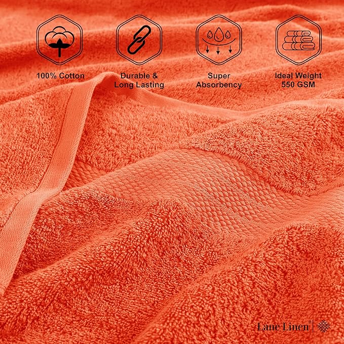 LANE LINEN 100% Cotton 4 Pack Bath Sheets Set (35"x66") - Ring Spun, Ultra Soft & Highly Absorbent Extra Large Towels - Multipurpose Premium Hotel Quality Bathroom Towel - Tiger Lily
