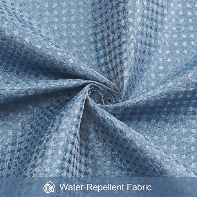 3 in 1 Long Moonlight Blue Shower Curtain Set-72 W x 78 H, Modern Waffle and PEVA Liner Set with 12 Stainless Steel Hooks, Waterproof Fabric for Bathroom