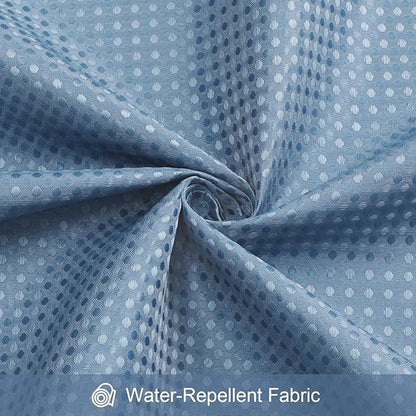 3 in 1 Stall Half Size Moonlight Blue Shower Curtain Set-36 W x 72 H, Modern Waffle Waterproof Fabric and PEVA Liner Set with Stainless Steel Hooks