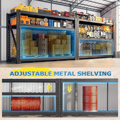 Bepatio 8250LBS Garage Shelving Heavy Duty Storage Shelves Industrial Metal Shelving Adjustable 3-Tier Shelves for Garage, Warehouse Basement Storage Room 24" D × 60" W × 66" H