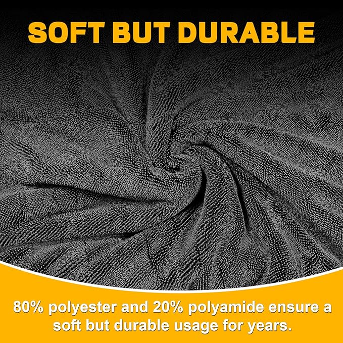 2-Pack Double Sided Car Drying Towel(28"x36"),1600 GSM Super Absorbent Microfiber Drying Towels for Cars,Streak-Free,Scratch-Free,No Water Spots,Machine Washable