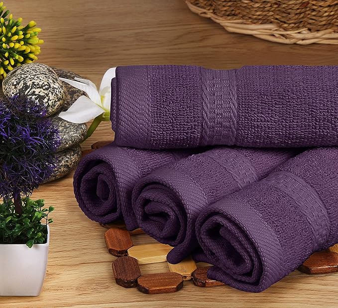 Utopia Towels 8 Piece Luxury Towel Set – Majestic Plush, Super Absorbent & Quicker-to-Dry, Thick 100% Ring Spun Cotton Towels for Bathroom, Spa & Hotel – 2 Bath, 2 Hand, 4 Washcloths, Plum
