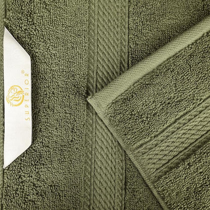 Superior Egyptian Cotton Pile 8 Piece Towel Set, Includes 2 Bath, 2 Hand, 4 Face Towels/Washcloths, Ultra Soft Luxury Towels, Thick Plush Essentials, Guest Bath, Spa, Hotel Bathroom, Forest Green
