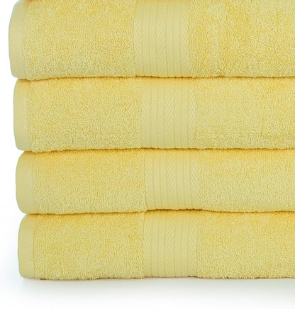 Ample Decor Bathroom Towel Set of 18-4 Hand Towel, 4 Bath Towel, 10 Wash Cloths - Oeko Tex Certified 600 GSM 100% Cotton - High Absorbency Quick Drying, Ideal for Gifting - Yellow