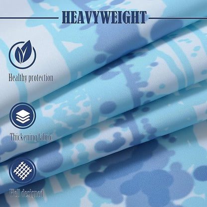 Conbo Mio No Hook Shower Curtain with Snap in Liner Set, Hotel Luxury Blue Shower Curtains for Bathroom with See Through Top Window, Waterproof, Washable 71W x 74H