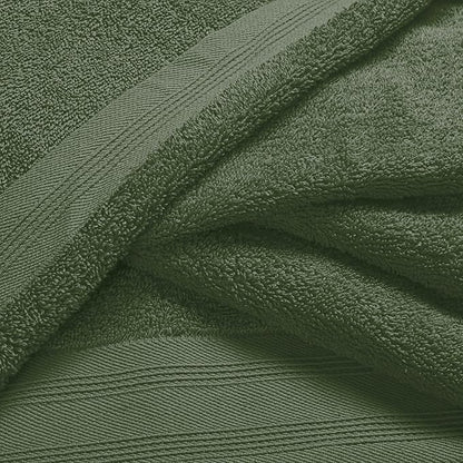 Ultra Soft 3 Pack Cotton Towel Set, Contains a Bath Towels 28x55 inch, a Hand Towels 16x24 inch & a Wash Coths 12x12 inch, Ideal Everyday use, Compact & Lightweight - Olive Green