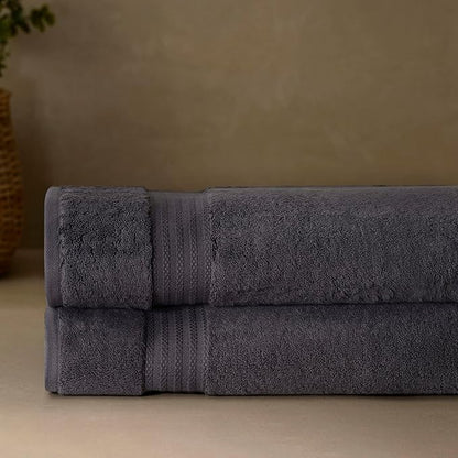 Fabdreams 100% Organic Cotton Bath Sheet Set of 2 700 GSM Oversized Towels Ultra Soft Plush Absorbent Durable Skin-Friendly Spa Hotel Premium Comfort Large 36 x 70 in Charcoal Black