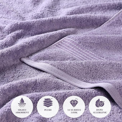 Superior Egyptian Cotton 9-Piece Towel Set, Assorted Towels for Home Bathroom, Guest Bath Decor Essentials, Includes 3 Bath, 3 Hand, 3 Face Towels/Washcloths, Quick Dry, Absorbent - Royal Purple