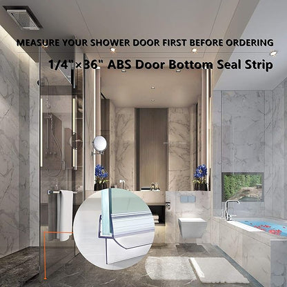 Frameless Shower Door Bottom Seal 2-Pack Think 1/4"(6mm) Long 36''(914mm) Shower Door Sweep to Create a Water Barrier Shower Door Seal Strip Design to Stop Leaks