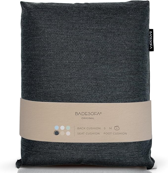 BADESOFA® Luxury Bathtub Pillow L - Large Bath Pillow for Therapeutic Neck and Back Support Quick-Drying - Full Body Bath Tub Cushion - Luxury Spa Cushion in Charcoal