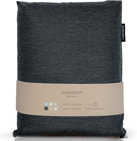 BADESOFA® Luxury Bathtub Pillow L - Large Bath Pillow for Therapeutic Neck and Back Support Quick-Drying - Full Body Bath Tub Cushion - Luxury Spa Cushion in Charcoal