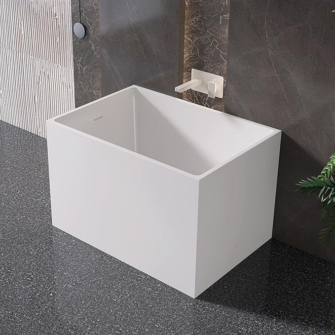 39" Acrylic Freestanding Bathtubs, Stand Alone Tub, Japanese Soaking Tub for Bathroom, Integrated Overflow and Drain, cUPC Certified, Gloss White